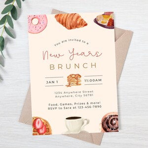 Editable New years day brunch invite - New year's brunch evite - girls day invitation - new years day party - new years morning breakfast