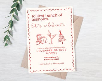 Editable Friendsmas invitation - funny christmas party invite - friendsmas evite - cocktail party invite - secret santa Evite - xmas evite