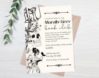 Editable book club invitation - book club invitation - book lovers evite - booktok - morally grey book club - book swap evite