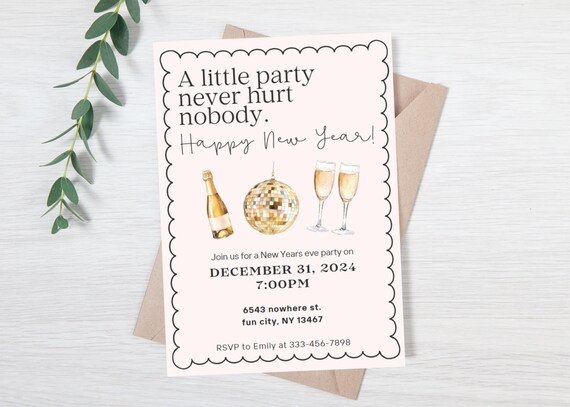 Editable New years eve party invite - New year's eve party evite - digital new years eve invite - retro new years eve party invitation