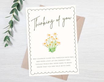 Editable thinking of you card - digital sympathy card - condolence card - hard times card - encouragement card - just because card