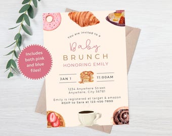 Editable Baby Shower Brunch Invitation | Gender-Neutral Digital Evite | Instant Download Baby Sprinkle Invite