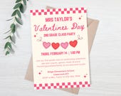 Editable Class Valentines Day party invitation - School valentines day party evite - valentines invitation for teachers - kids valentines