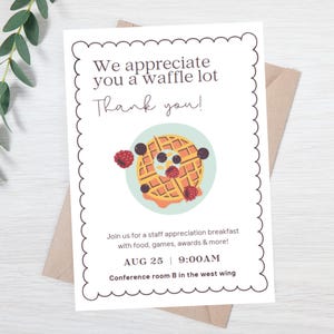 Invito modificabile per la colazione di apprezzamento dei dipendenti - riconoscimento dei dipendenti - ringraziamento sul posto di lavoro - riconoscimento del personale - pranzo di squadra - pranzo di premiazione