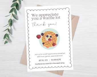 Editable employee appreciation breakfast invite - employee recognition - workplace thank you - staff recognition - team lunch - awards lunch