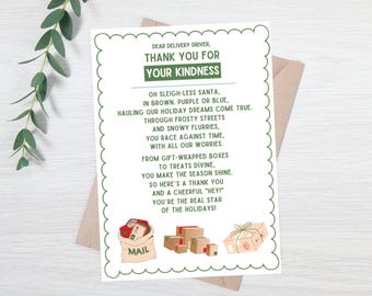 Editable thank you card for delivery driver - thank you card for mail man - fedex driver thank you - amazon driver thank you - UPS driver