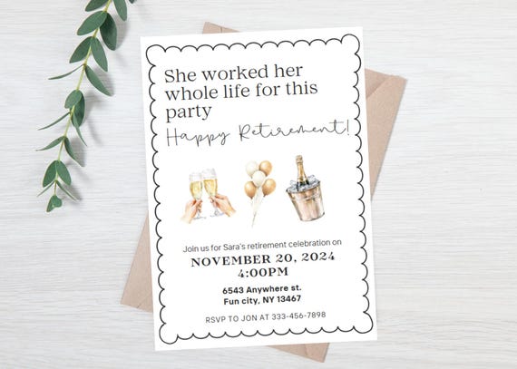 Editable Retirement Party Invitation for coworker - Funny retirement party invitation - Retirement dinner party - retirement happy hour