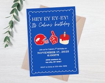 Bills birthday party invitation - editable buffalo football birthday invitation - football party evite - buffalo birthday party - kids evite