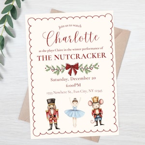 Editable nutcracker dance recital invitation - nutcracker invite - dance studio nutcracker evite - winter dance recital - nutcracker party