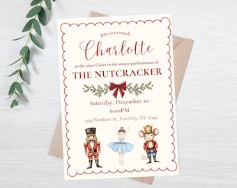 Editable nutcracker dance recital invitation - nutcracker invite - dance studio nutcracker evite - winter dance recital - nutcracker party