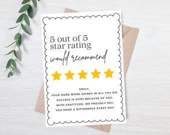 Editable employee appreciation card - employee recognition card - workplace thank you note - digital staff recognition card - teamwork card