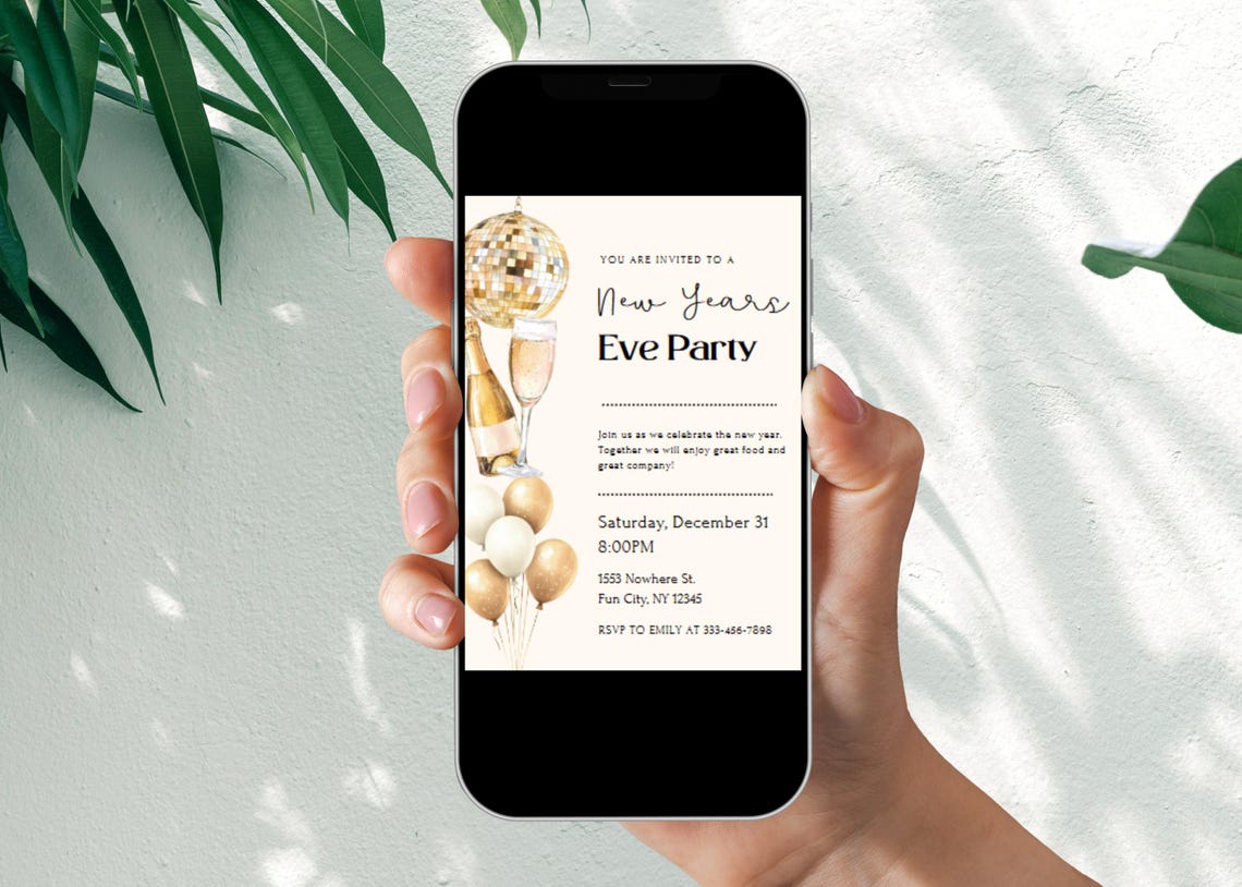 Editable New Years Eve Party Invite - New Year's Eve Party Evite ...
