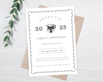 Editable High school graduation party invitation - editable grad invite - college graduation evite - graduation announcement