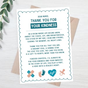 Bewerkbare bedankkaart voor verpleegkundigen - afdrukbare bedankkaart voor verpleegkundige - bedankkaart voor L&D-verpleegkundige - bedankgedicht voor verpleegkundigen