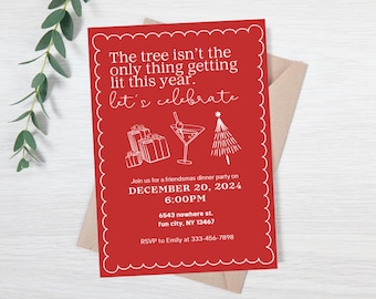 Editable Christmas Party invitation - funny christmas party invite - friendsmas invitation - cocktail party invite - christmas party evite