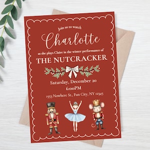 Editable nutcracker dance recital invitation - nutcracker invite - dance studio nutcracker evite - winter dance recital - nutcracker party