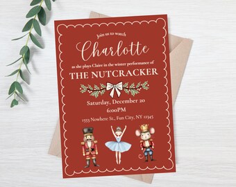Editable nutcracker dance recital invitation - nutcracker invite - dance studio nutcracker evite - winter dance recital - nutcracker party
