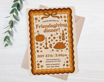 Editable Friendsgiving invitation template - Thanksgiving invitation - simple friendsgiving invite - friendsgiving evite - friends giving