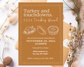 Editable Turkey Bowl invitation template - thanksgiving day football game - turkey bowl football game - thanksgiving dinner invite