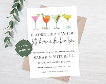 Editable Bridal shower invitation - Bridal shower evite - joint wedding shower  - couples wedding shower invitation