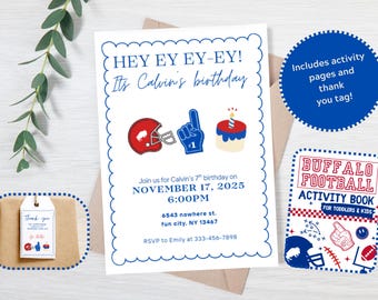 Bills birthday party invitation - editable buffalo football birthday invitation - football party evite - buffalo birthday party - kids evite