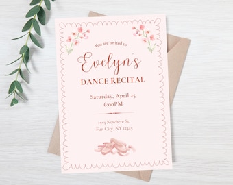 Editable dance recital invitation - ballet recital invite - dance recital evite - ballet party invite - dance party invite - ballet evite