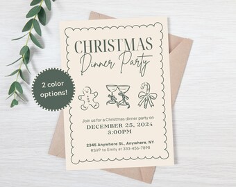 Editable Christmas Dinner Party invitation - friendsmas invitation - cocktail party invite - christmas day dinner invitation - xmas evite