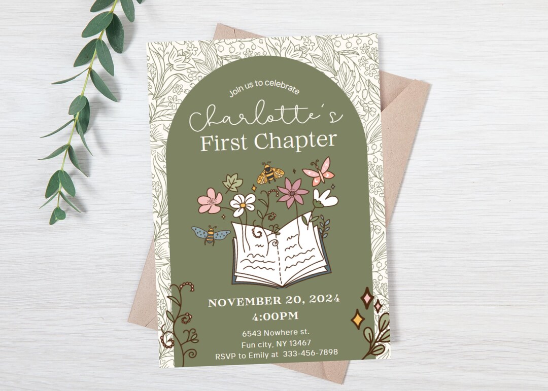 Editable First Birthday Party Invitation - Book Birthday Party Invite ...