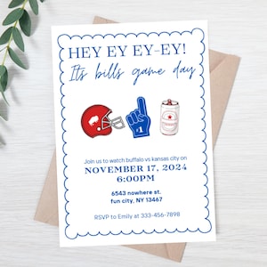 Buffalo football gameday invitation - editable tailgate invite - football tailgate evite - bills mafia - bills football party invitation