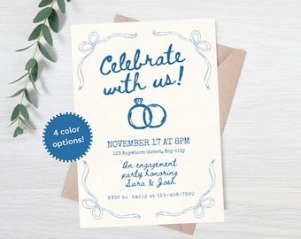 Editable engagement party invitation - engagement party evite - engagement dinner party - engagement cocktail party
