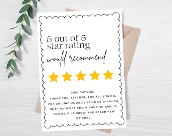 Editable thank you note for teacher - teacher appreciation card - thank you card for teacher - holiday gift for teacher