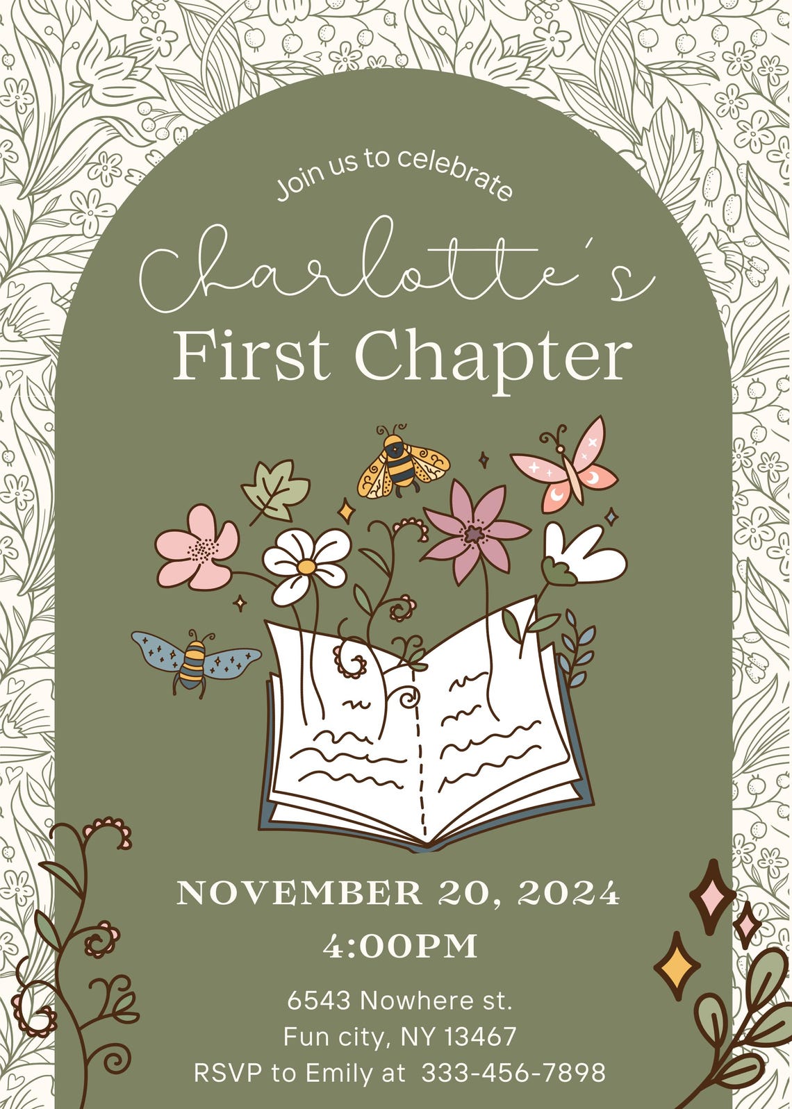 Editable First Birthday Invitation | Book Theme 'first Chapter' Evite ...