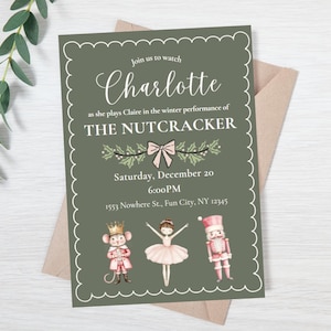 Editable nutcracker dance recital invitation - nutcracker invite - dance studio nutcracker evite - winter dance recital - nutcracker party