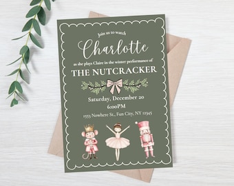 Editable nutcracker dance recital invitation - nutcracker invite - dance studio nutcracker evite - winter dance recital - nutcracker party