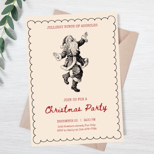 Bearbeitbare Weihnachtsfeiereinladung - lustige Weihnachtsfeiereinladung - Freunde einladen - Cocktailparty einladen - Feiertagsfeier einladen