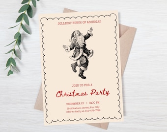 Editable Christmas Party invitation - funny christmas party invite - friendsmas invitation - cocktail party invite - holiday party evite