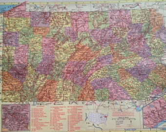 Political Map of Pennsylvania and South Carolina Antique Illustration