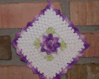 Fancy Flower Crocheted Pot Holder