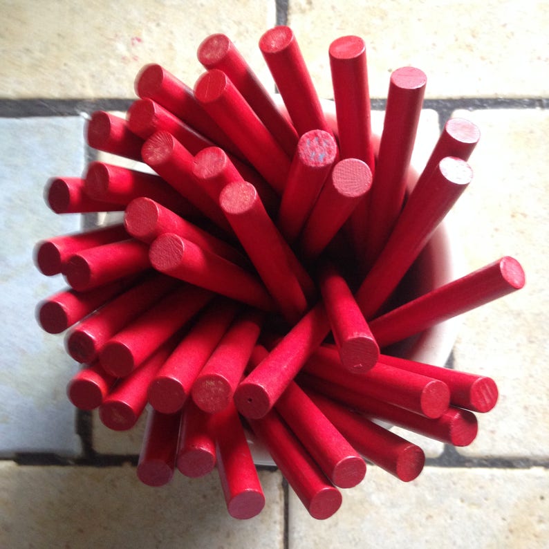 40 Red Wooden Dowels