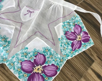 Lilac and Aqua Organza Handkerchief Apron