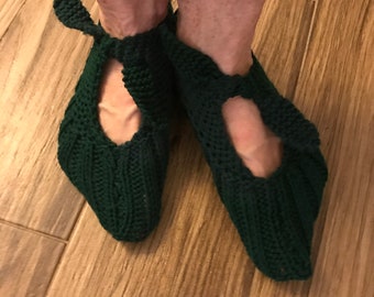 Forest Green Handmade Pixie House Slippers