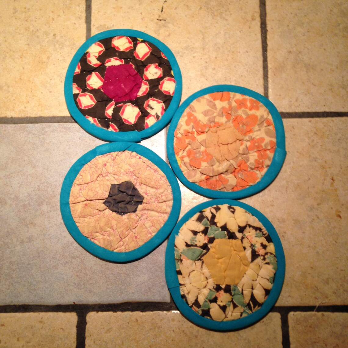 4 Handmade Quilt Block Coasters Etsy