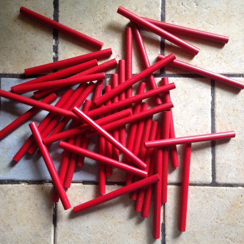 40 Red Wooden Dowels