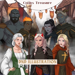 Custom DnD PARTY art commission | dnd group portrait, dnd, DnD Campaign Art, Dungeon and Dragons, fantasy illustration, DnD Character Sheet