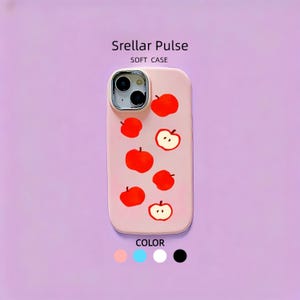Funda para iPhone con diseño de manzana de dibujos animados, estética moderna y linda, funda para iPhone con frutas kawaii, arte único y divertido para iPhone 11 12 13 14 15 16