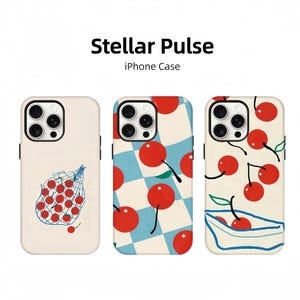 Bonita funda para iPhone con dibujos de cerezas, moderna funda para iPhone con frutas, estética preppy y kawaii, iPhone 16 15 14 13 12 11 PRO Max, funda para iPhone
