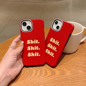 クールな女の子の携帯電話ケース、レトロなダーティワードiPhoneケース、プレッピーでキュートな美学、赤青茶色のトレンディな携帯電話ケース、iPhone16 15 14 13 12 11 PRO