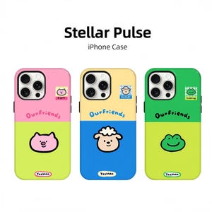 Bonita funda para iPhone con diseño de cerdo, oveja o rana, funda para teléfono con dibujos de animales, funda moderna con arte colorido, funda para teléfono estilo preppy, iPhone 16, 15, 14, 13, 12 y 11