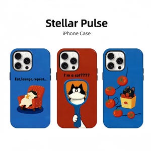 Grappige cartoon kat telefoonhoesje,preppy en schattig esthetiek,I am a cat,Trendy telefoonhoesje,iPhone 16 15 14 13 12 11 PRO Max,iPhone-hoesje