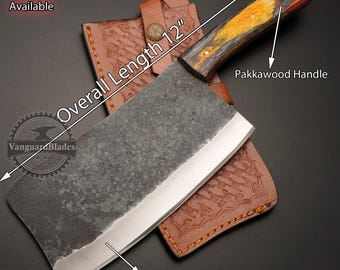 Hand Forged Damascus Steel CHEF CLEAVER Knife Best BBQ Cleaver Custom Gift For Him on Christmas Best Camping Gift Best wedding gift